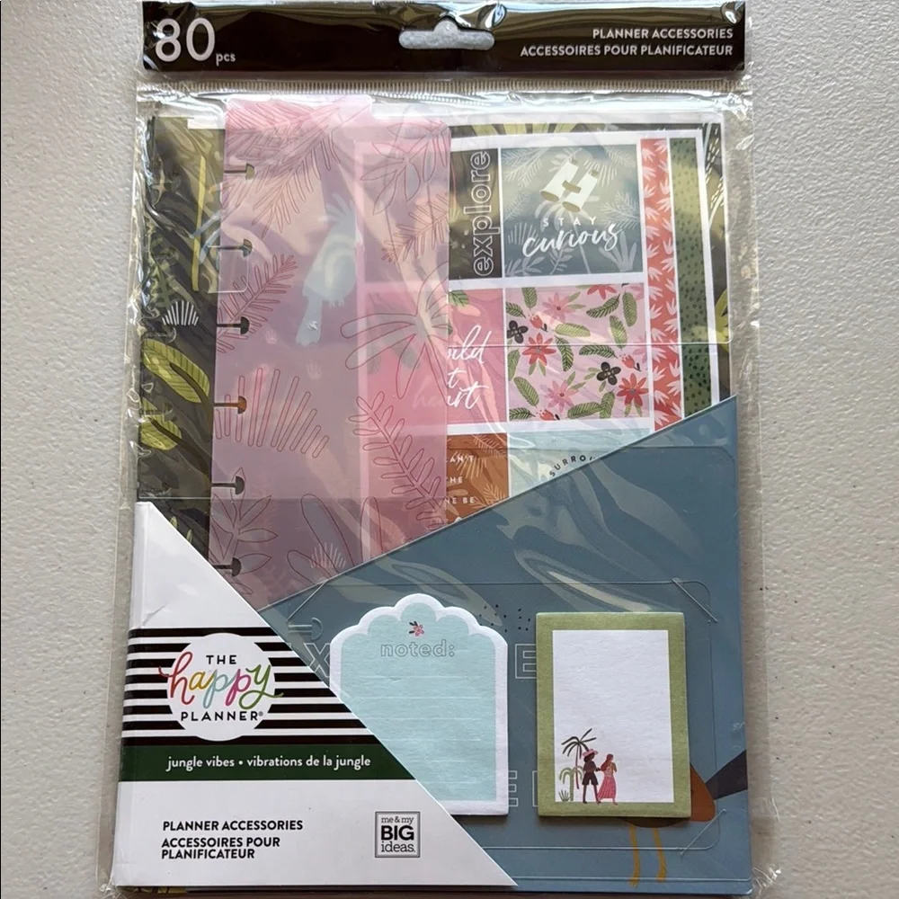 The Happy Planner Tropical Jungle Vibes Planner Accessories - Pink & Green